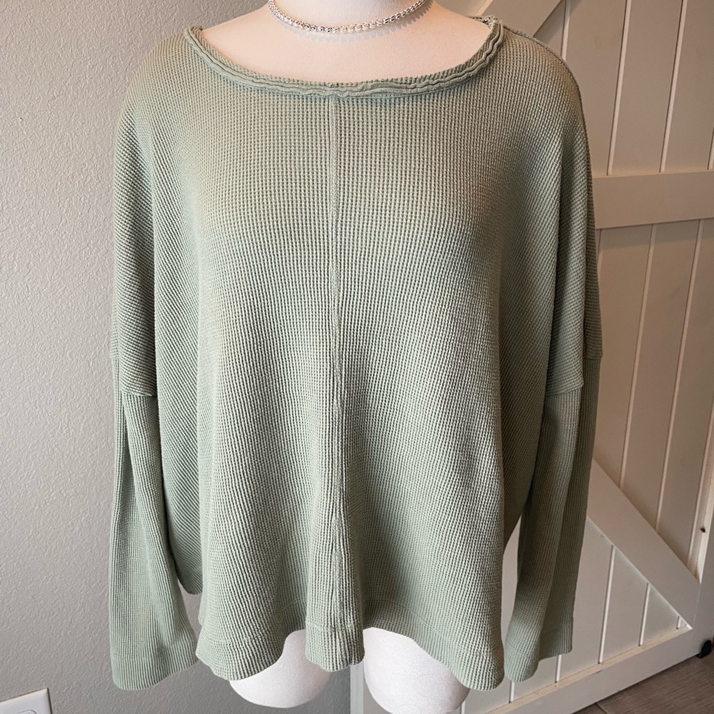 Anthropologie Sage Nori Waffle Thermal Top